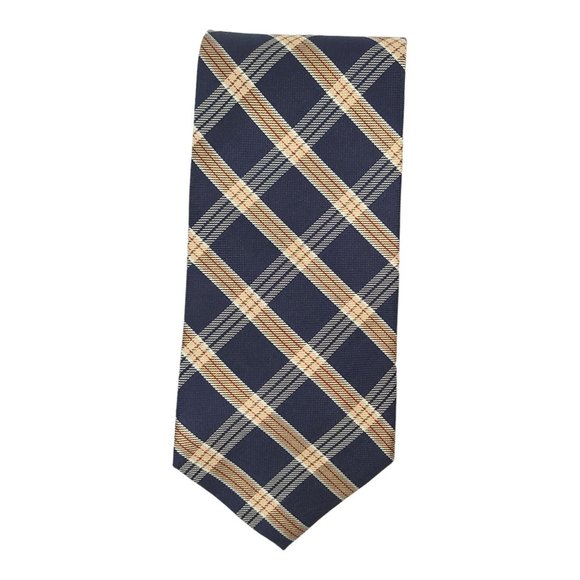 Barbara Blank J Z Richards Silk Ties Navy Plaid Yellow Paisley Lot Of 2 - Picture 5 of 10